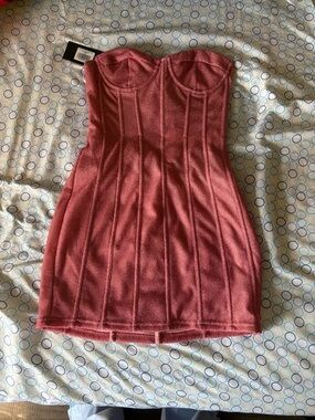 White Fox Boutique Rose Metallic Strapless Bodycon Mini Dress